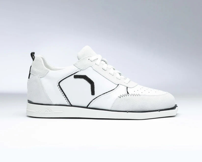 WHITE/BLACK FULL LEATHER DARTS SHOE