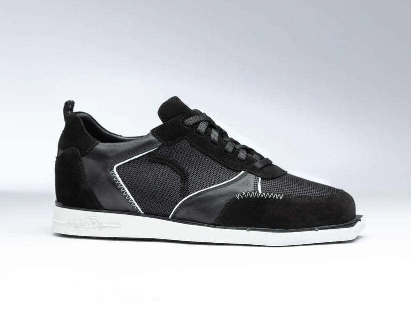 BLACK/WHITE LEATHER/MESH DARTS SHOE