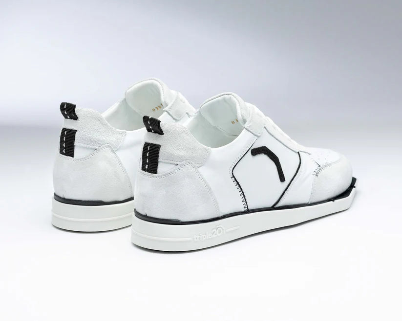 WHITE/BLACK FULL LEATHER DARTS SHOE