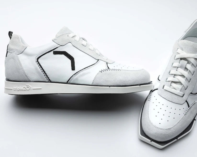WHITE/BLACK FULL LEATHER DARTS SHOE