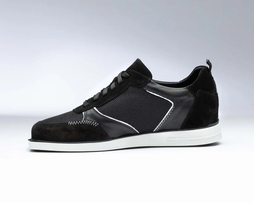BLACK/WHITE LEATHER/MESH DARTS SHOE
