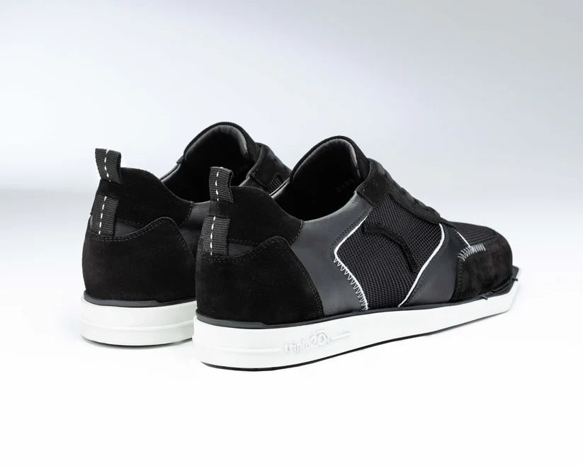 BLACK/WHITE LEATHER/MESH DARTS SHOE