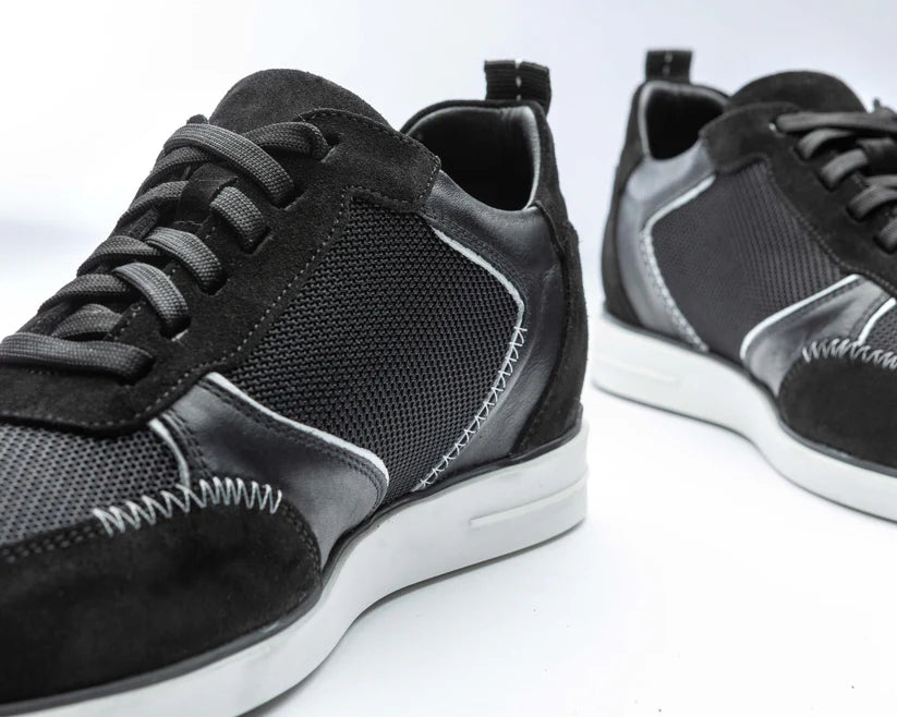BLACK/WHITE LEATHER/MESH DARTS SHOE